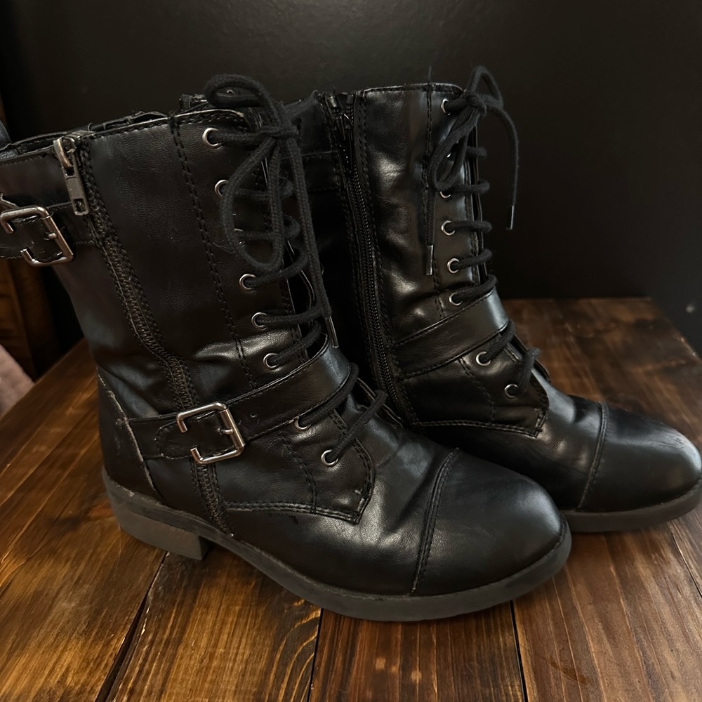 Black combat boots